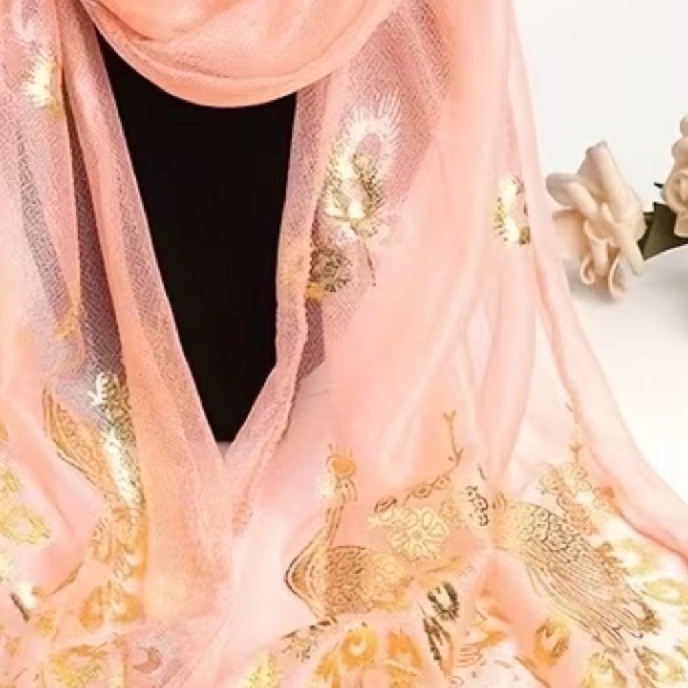 2/$40 Glam  Peach and Gold Accent Scarf - Picture 2 of 2